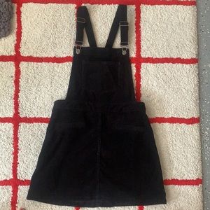 black corduroy pinafore dress